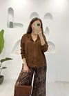 KAHVE KISA DESEN CEKETLİ PANTOLON TAKIM