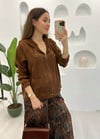 KAHVE KISA DESEN CEKETLİ PANTOLON TAKIM