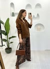 KAHVE KISA DESEN CEKETLİ PANTOLON TAKIM