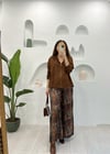 KAHVE KISA DESEN CEKETLİ PANTOLON TAKIM