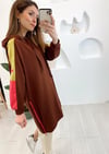 KAHVE  KOLU RENK BLOKLU SWEATSHIRT