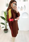 KAHVE  KOLU RENK BLOKLU SWEATSHIRT