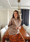 KAHVE KUŞ DESEN SWEAT