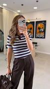 KAHVE-MAVİ 0034 POLO YAKA ÇİZGİLİ TRİKO