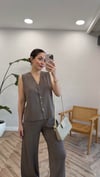 KAHVE T25 YELEK PANTOLON TAKIM