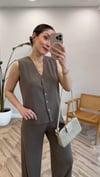 KAHVE T25 YELEK PANTOLON TAKIM