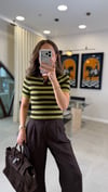 KAHVE-YEŞİL 0034 POLO YAKA ÇİZGİLİ TRİKO