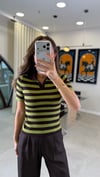 KAHVE-YEŞİL 0034 POLO YAKA ÇİZGİLİ TRİKO