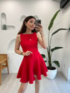 KIRMIZI 12251 MİNİ ELBİSE 