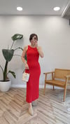 KIRMIZI 1381 YIRTMAÇ DETAY ELBİSE 