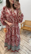 KIRMIZI 2311 DESENLİ ELBİSE 