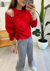 KIRMIZI 2858 TAŞLI SWEAT 