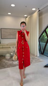 KIRMIZI 7541 KEMERLİ ELBİSE 