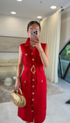 KIRMIZI 7541 KEMERLİ ELBİSE 