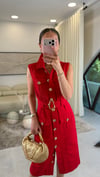 KIRMIZI 7541 KEMERLİ ELBİSE 