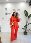 KIRMIZI 9278 KEMERLİ KETEN TAKIM 