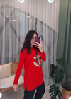 KIRMIZI ÇAPA NAKIŞLI MERSERİZE TUNİK