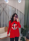 KIRMIZI ÇAPA NAKIŞLI MERSERİZE TUNİK