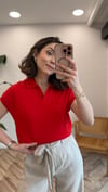 KIRMZI 10723 POLO YAKA TRİKO BLUZ