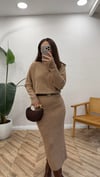 KOYU BEJ 0260 TRİKO ELBİSE  