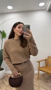KOYU BEJ 0260 TRİKO ELBİSE  