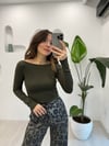 KOYU HAKİ 31332 KAYIK YAKA CROP