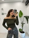 KOYU HAKİ 31332 KAYIK YAKA CROP