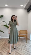 KOYU HAKİ  4595 FERMUARLI MİDİ ELBİSE