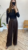 KOYU KAHVE 1262 KEMERLİ PANTOLON