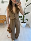 KOYU KAHVE 1371 KETEN PANTOLON 