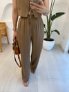 KOYU KAHVE 1371 KETEN PANTOLON 