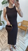 KOYU KAHVE 1381 YIRTMAÇ DETAY ELBİSE 