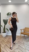 KOYU KAHVE 1381 YIRTMAÇ DETAY ELBİSE 