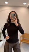 KOYU KAHVE 1391 DİK YAKA BLUZ