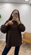 KOYU KAHVE 3189 ÖRME DETAY SWEATSHİRT