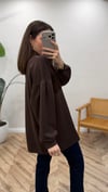 KOYU KAHVE 3189 ÖRME DETAY SWEATSHİRT