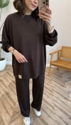 KOYU KAHVE 5078 NAKIŞ-TAŞ DETAY TAKIM 