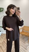 KOYU KAHVE 5078 NAKIŞ-TAŞ DETAY TAKIM 