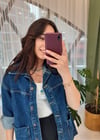 KOYU MAVİ OVERSİZE KOT CEKET