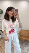 KREM 1107 KİRAZ BASKI TİŞÖRT 