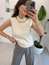 KREM 4553 YAKA ZİNCİR DETAY KAZAK 