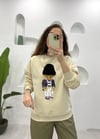 KREM AYICIK BASKILI SWEAT 