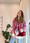 KREM-L-KIRMIZI ŞARDONLU BALIKÇI YAKA KAZAK 