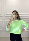 KREM-NEON YEŞİL BİSİKLET YAKA KAZAK