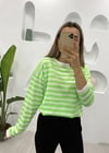 KREM-NEON YEŞİL BİSİKLET YAKA KAZAK