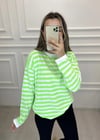 KREM-NEON YEŞİL BİSİKLET YAKA KAZAK