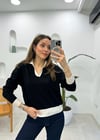 KREM-SİYAH 0306 POLO YAKA KAZAK 