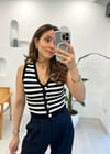 LACİVERT 0019 TRİKO ÇİZGİLİ YELEK 