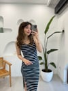 LACİVERT 0099 ÇİZGİLİ ELBİSE