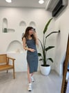 LACİVERT 0099 ÇİZGİLİ ELBİSE